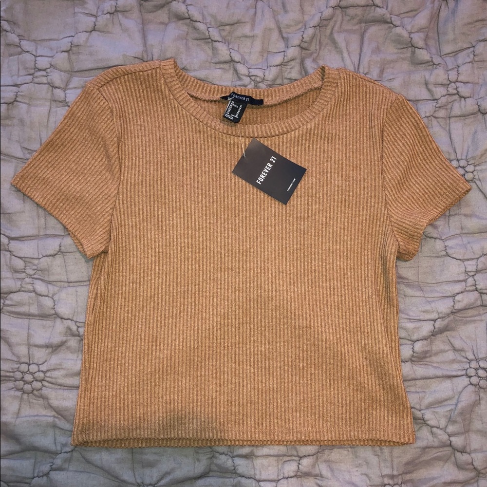 Forever 21 - Camel-Colored Short Sleeve Crop Top
